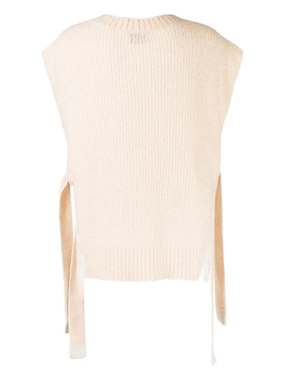 V-Neck Sheer-Detail Knit Top