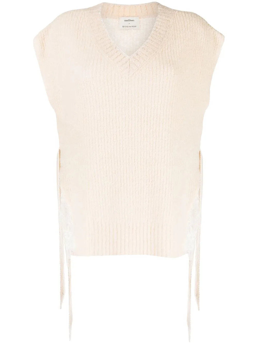 V-Neck Sheer-Detail Knit Top