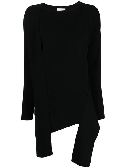 Asymmetric-Hem Knit Sweater