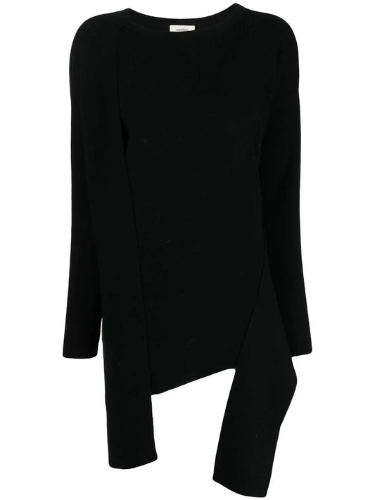 Asymmetric-Hem Knit Sweater