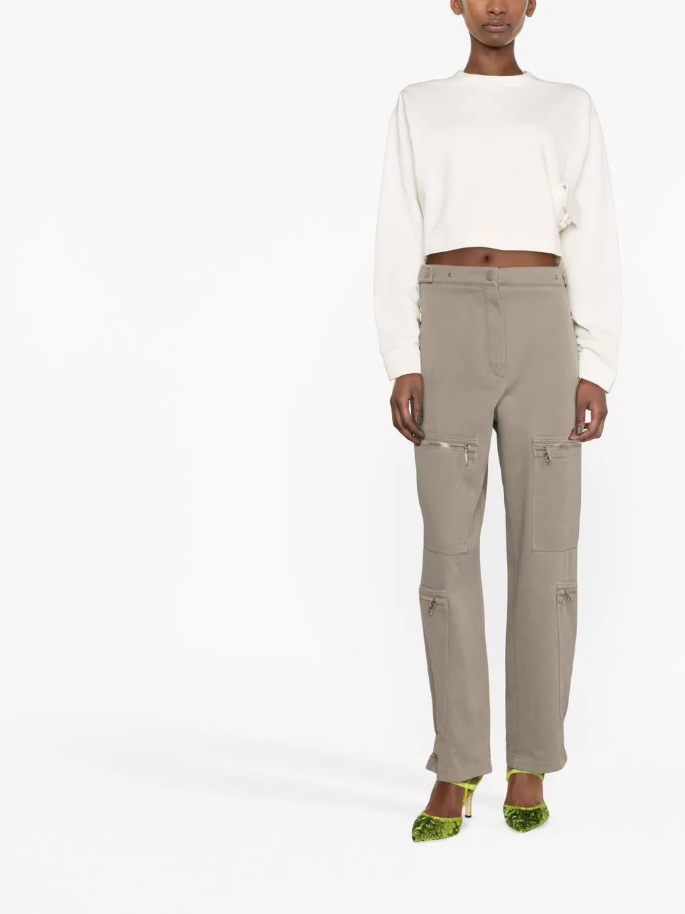 Zip-Detail Straight-Leg Trousers