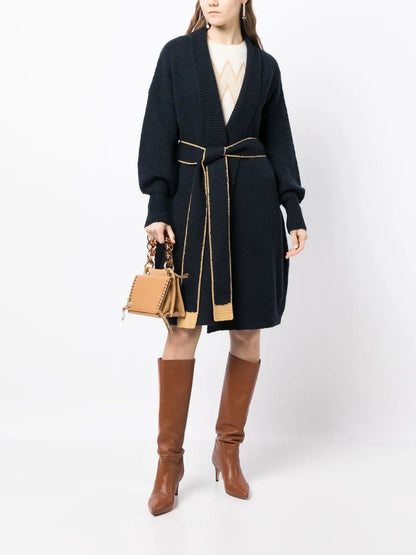 Self-Tie Belted Cardigan