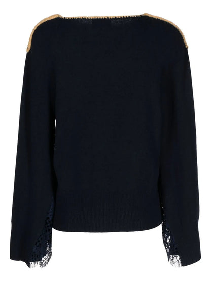 Floral-Lace Detail Sweatshirt