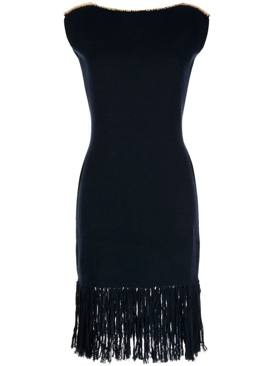 Fringed-Edge Wool Dress