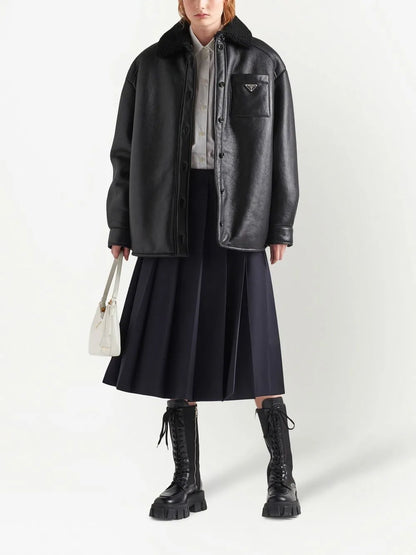 Shearling Collar Button-Up Jacket