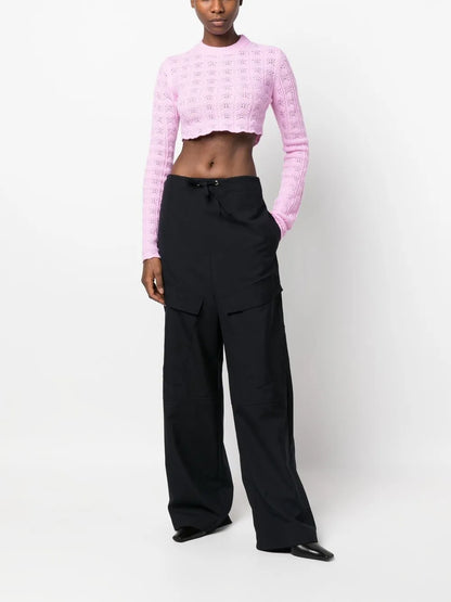 Pointelle-Knit Cropped Jumper
