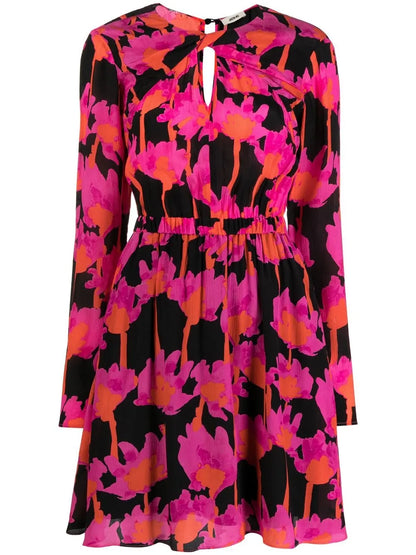 Abstract-Print Twist-Detail Dress