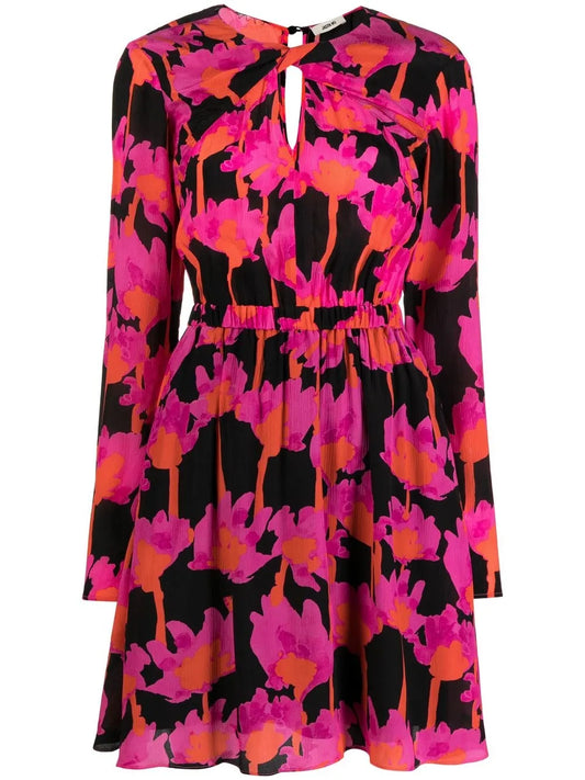 Abstract-Print Twist-Detail Dress