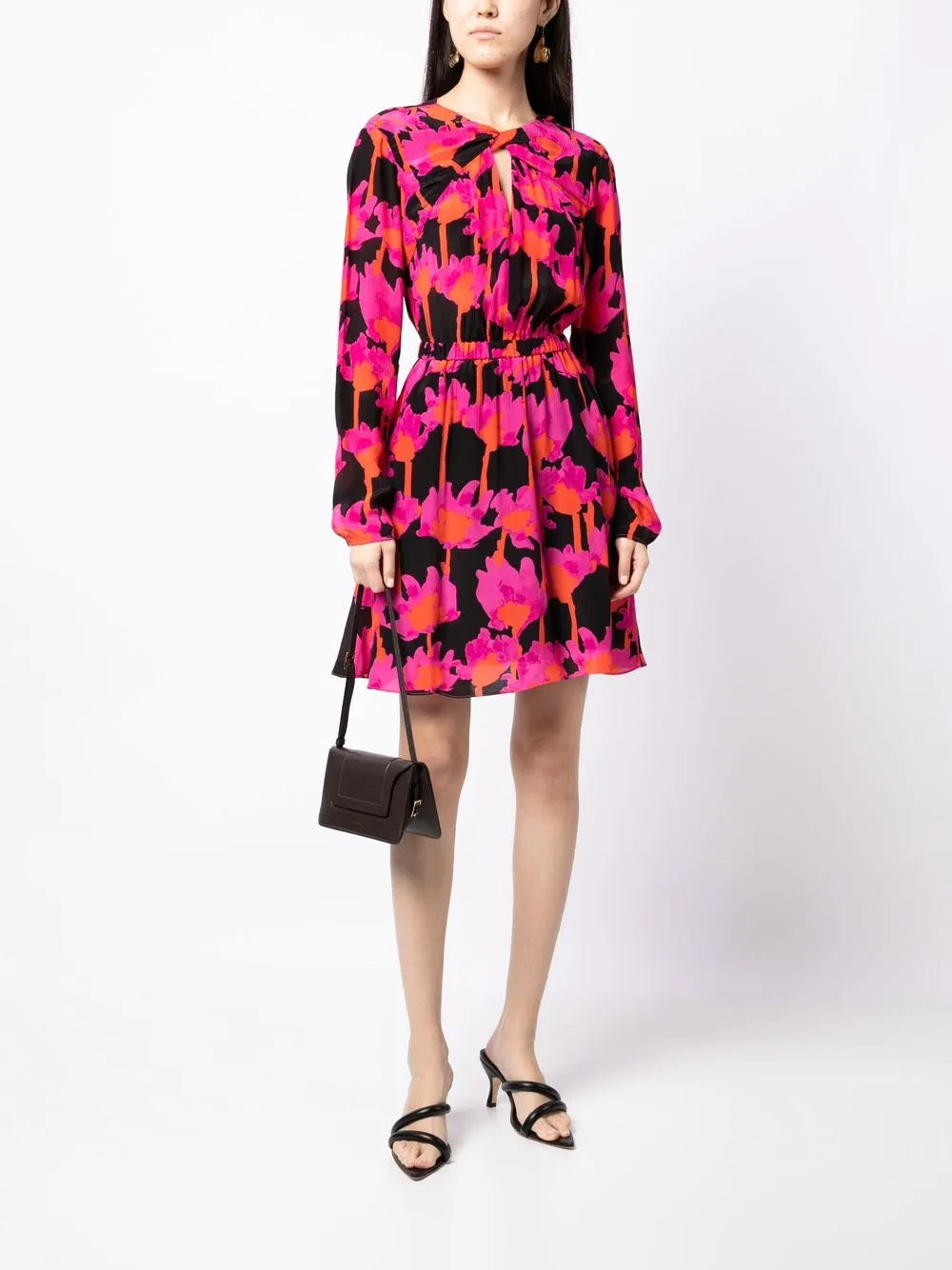 Abstract-Print Twist-Detail Dress
