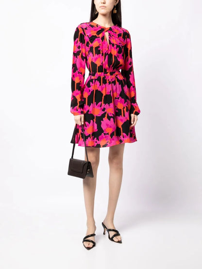 Abstract-Print Twist-Detail Dress