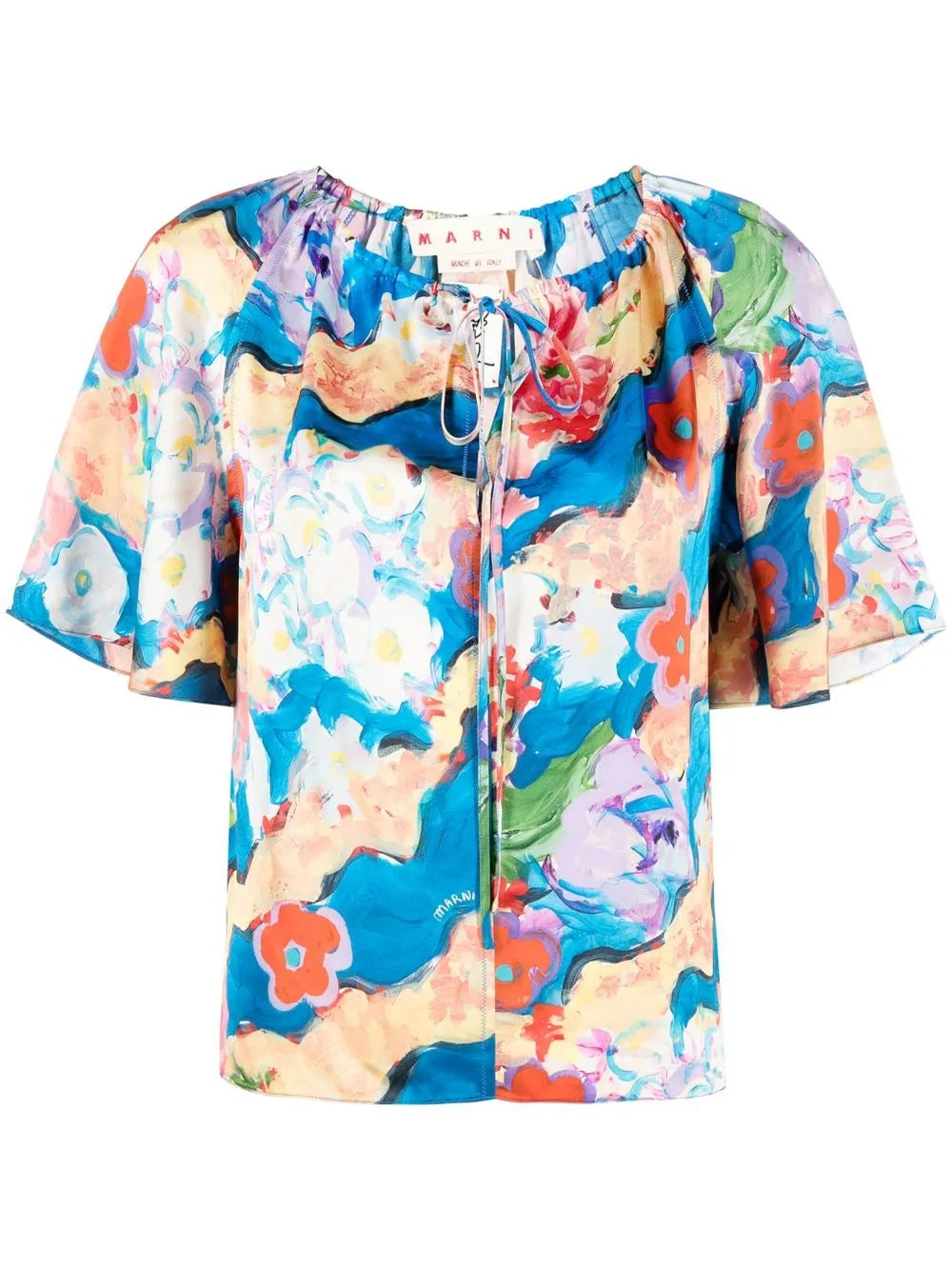 Floral-Print Short-Sleeve Blouse