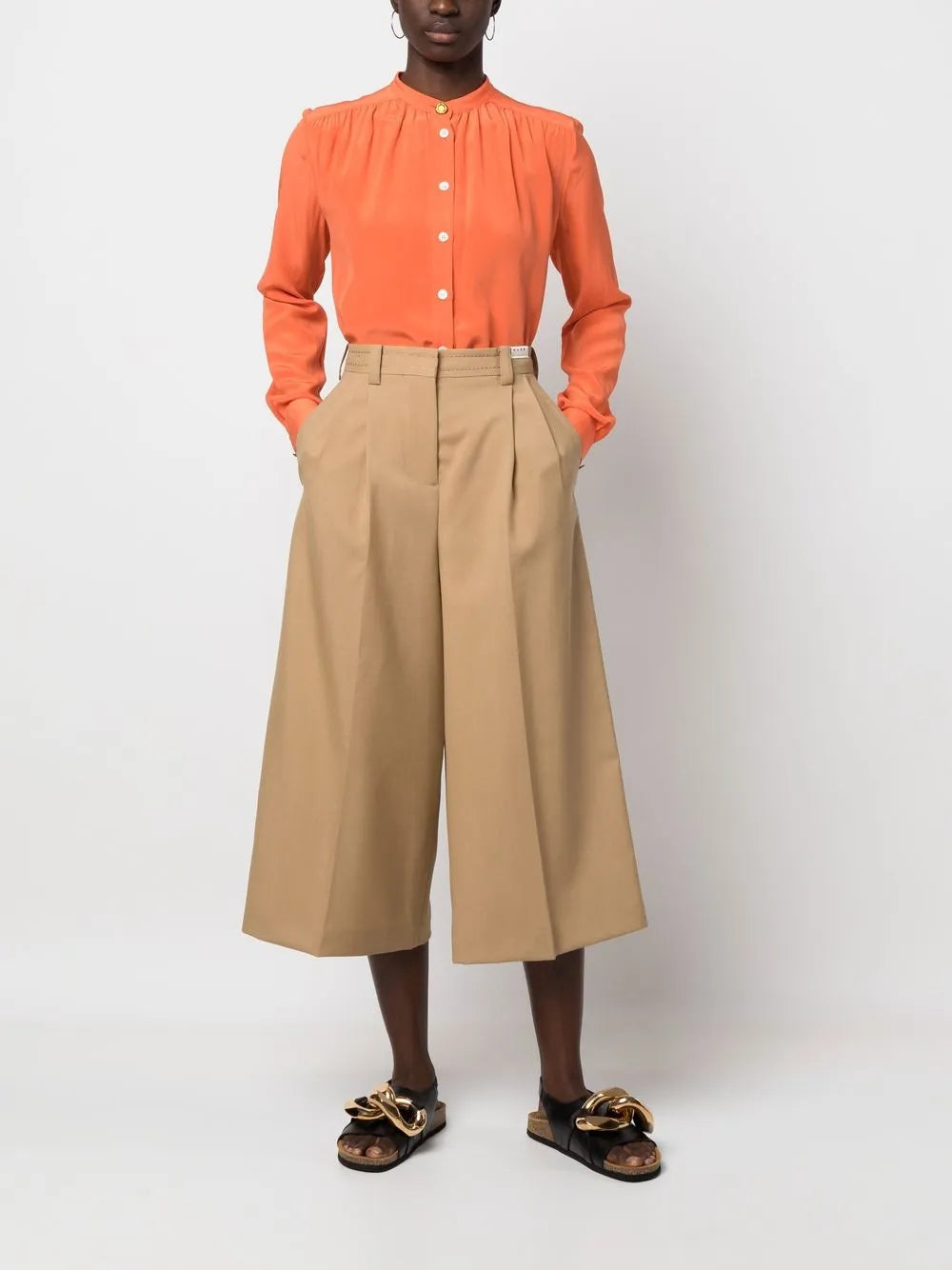 Wide-Leg Cropped Trousers