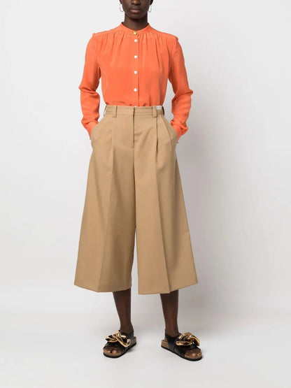 Wide-Leg Cropped Trousers