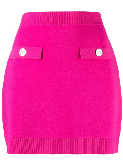 Logo-Embossed Buttoned Miniskirt