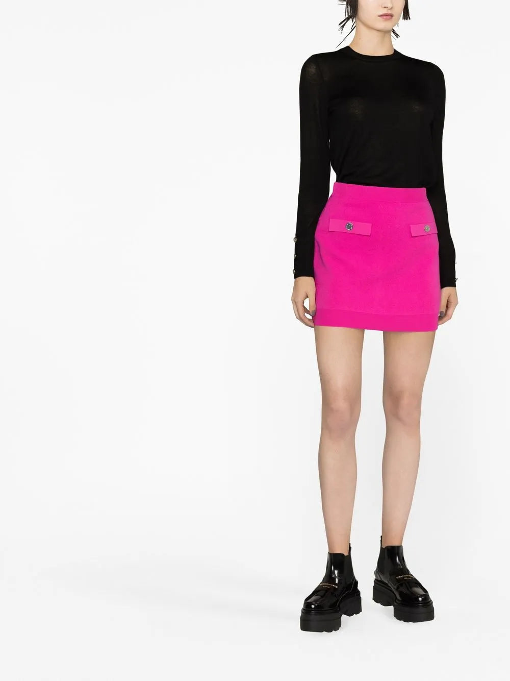 Logo-Embossed Buttoned Miniskirt