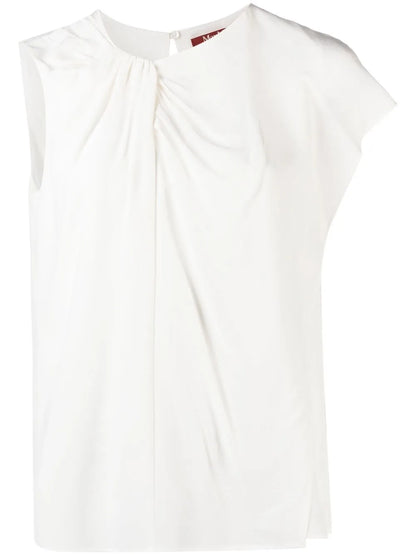 Asymmetric-Sleeve Silk T-Shirt