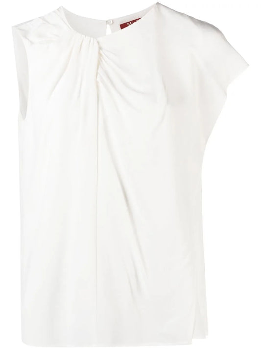 Asymmetric-Sleeve Silk T-Shirt