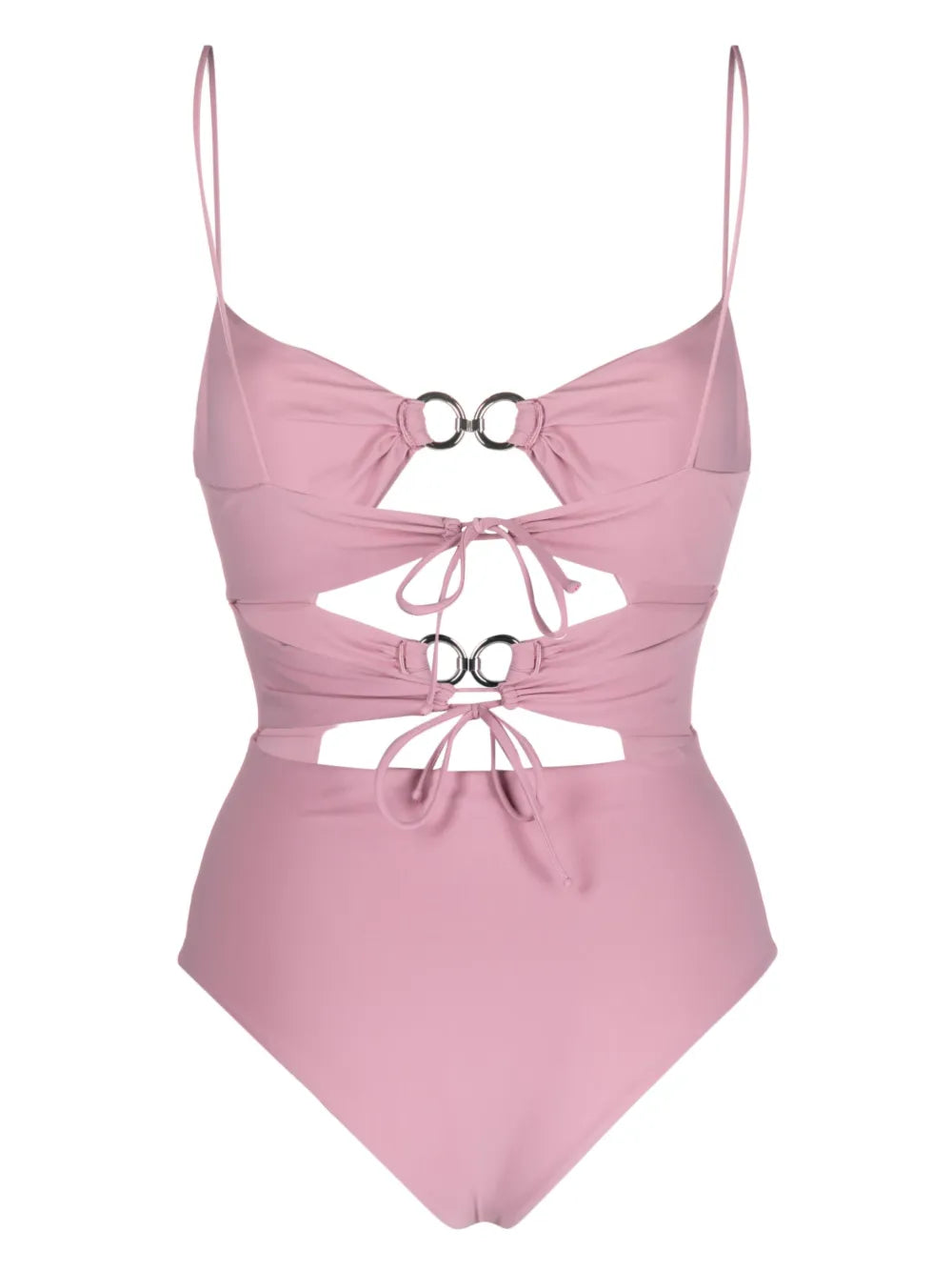 Ring-Embellished Cut-Out Swimsuit