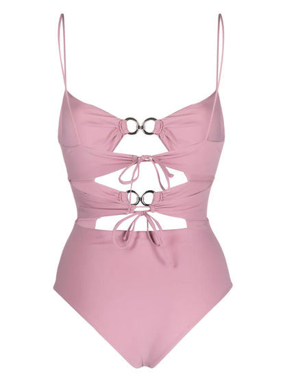 Ring-Embellished Cut-Out Swimsuit