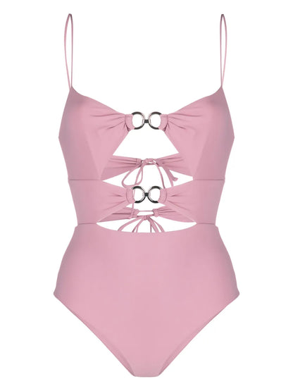 Ring-Embellished Cut-Out Swimsuit
