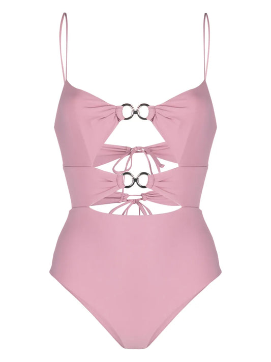 Ring-Embellished Cut-Out Swimsuit