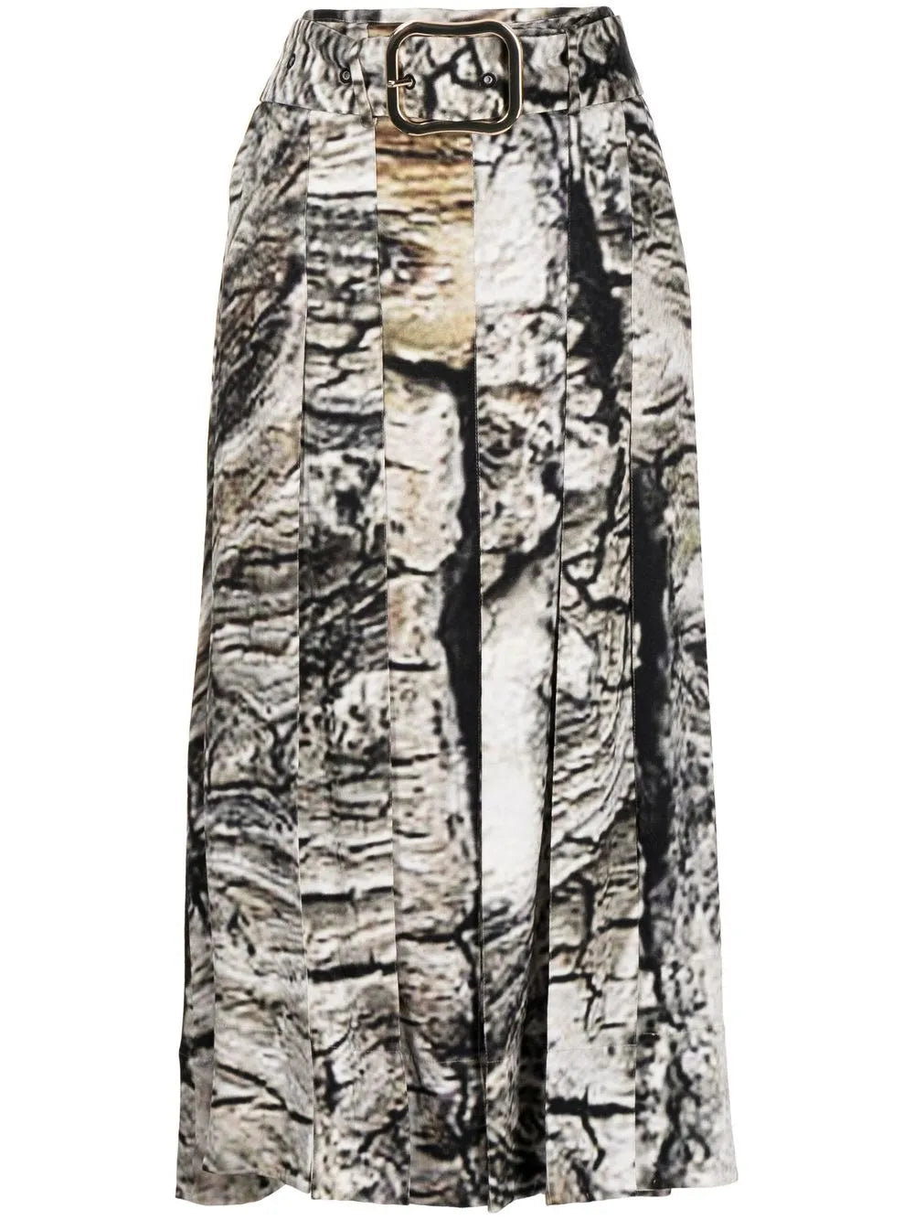 Graphic-Print Belted-Waist Skirt
