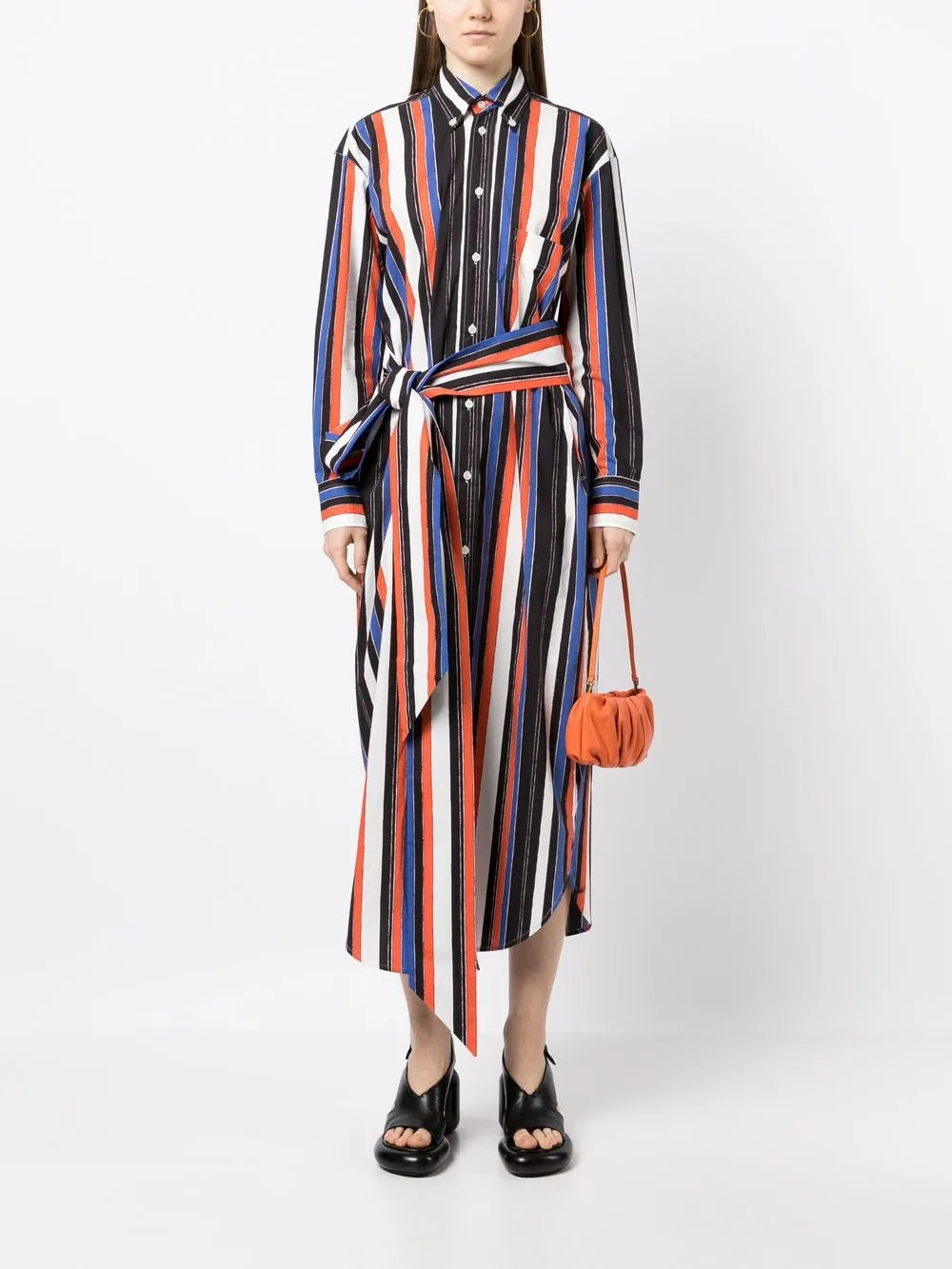 Vertical-Stripe Midi Dress