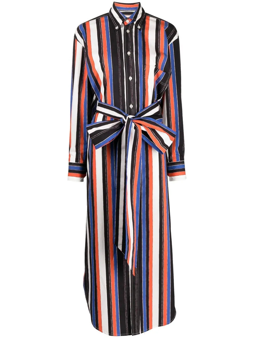 Vertical-Stripe Midi Dress