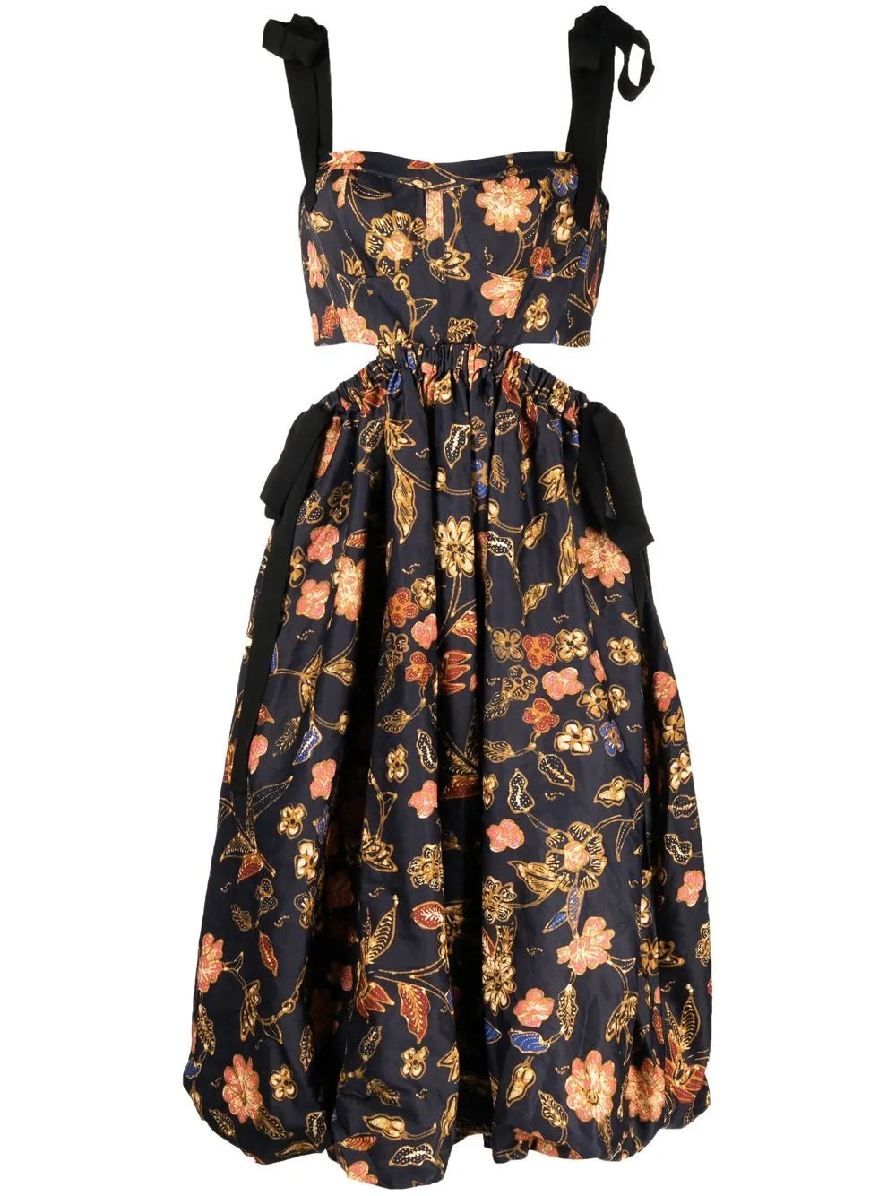 Floral-Print Cut-Out Detail Dress