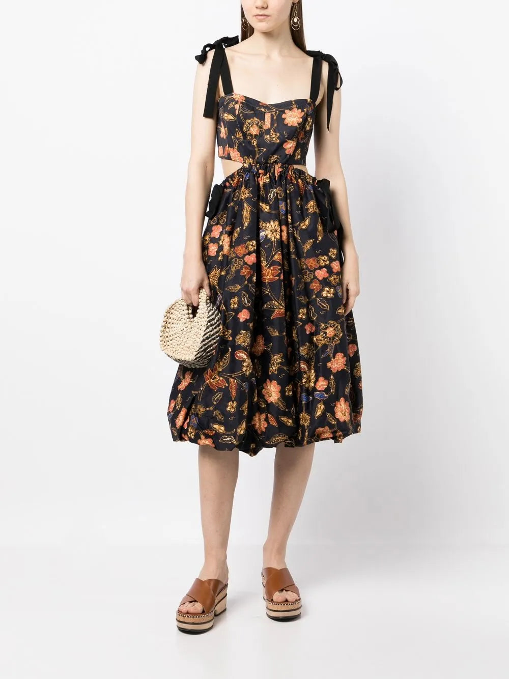 Floral-Print Cut-Out Detail Dress