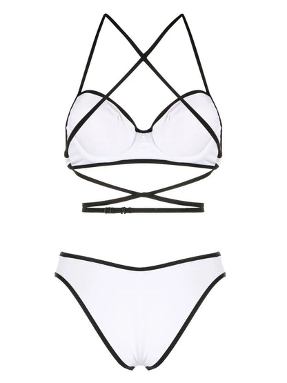 Crossover-Straps Balconette Bikini Set