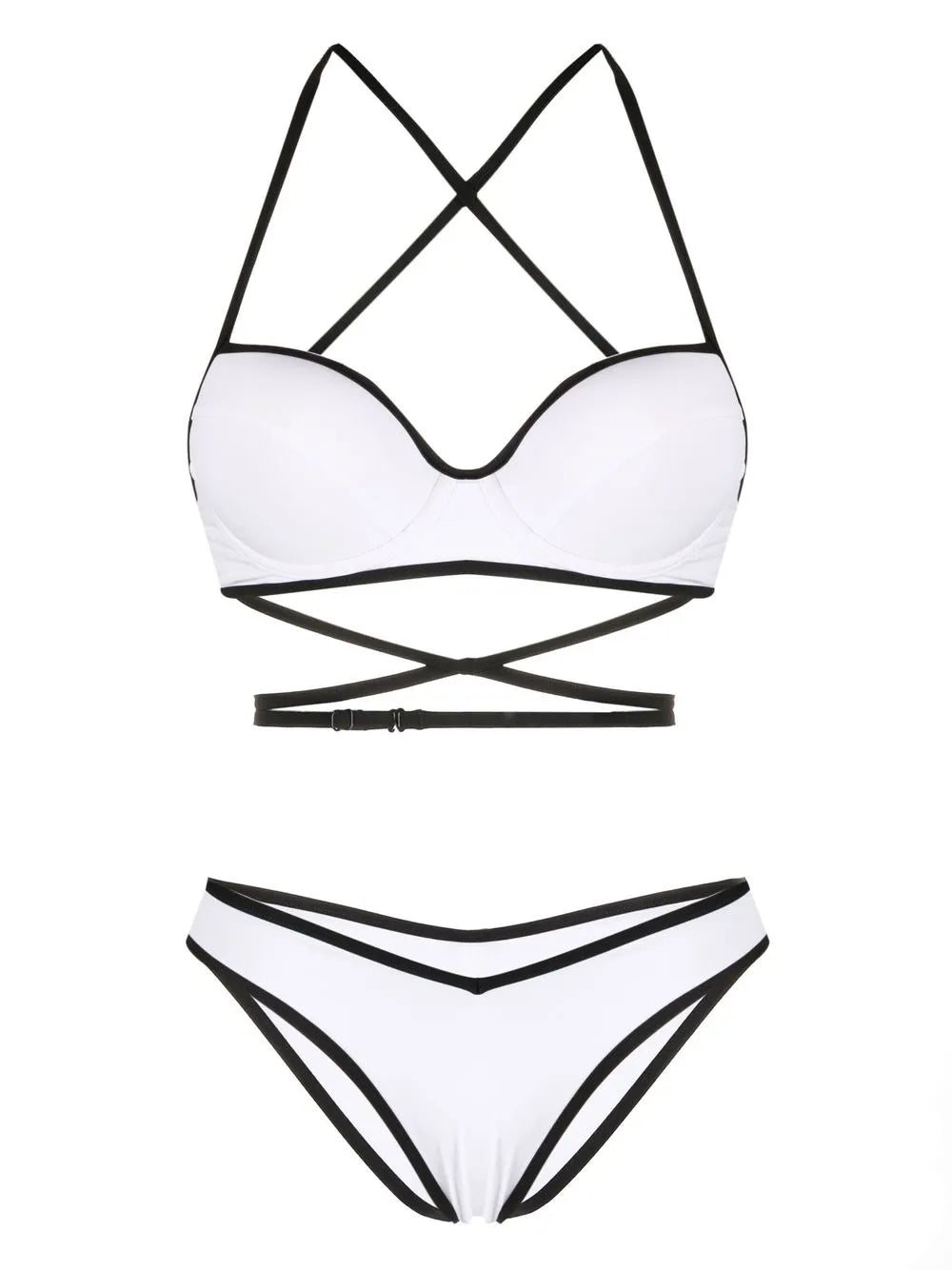 Crossover-Straps Balconette Bikini Set