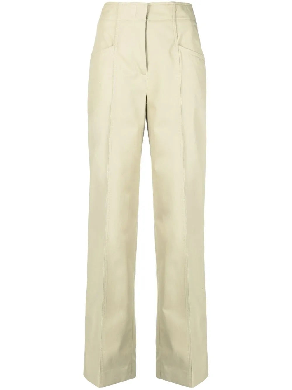 High-Waisted Straight Cotton Trousers