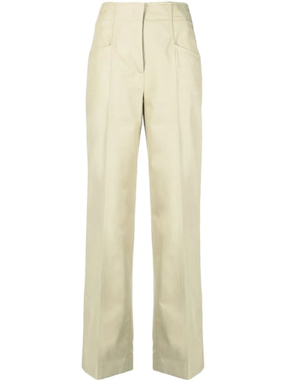 High-Waisted Straight Cotton Trousers