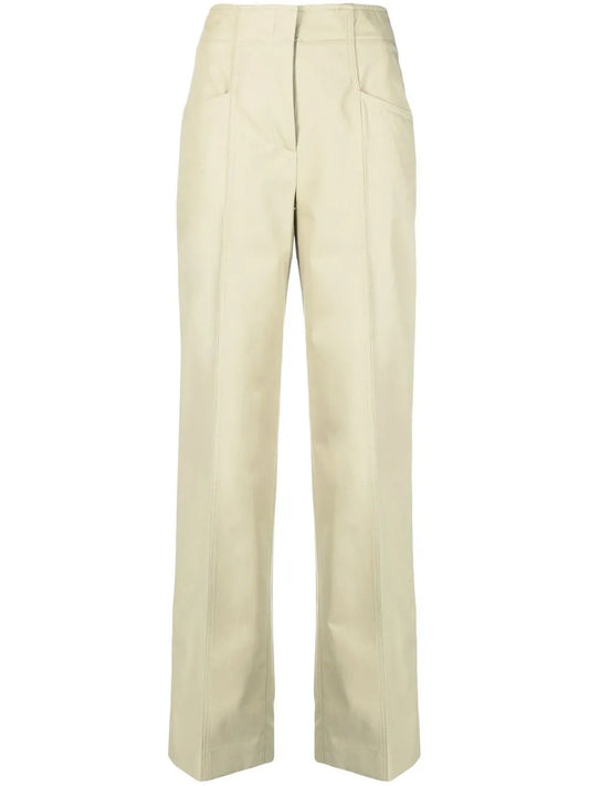 High-Waisted Straight Cotton Trousers