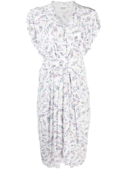 Almeya Abstract-Print Asymmetric-Hem Dress