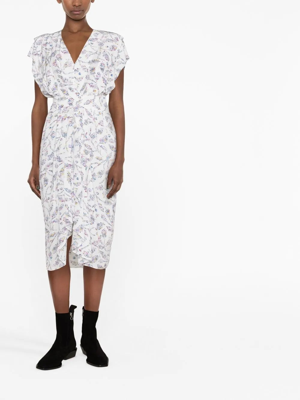 Almeya Abstract-Print Asymmetric-Hem Dress