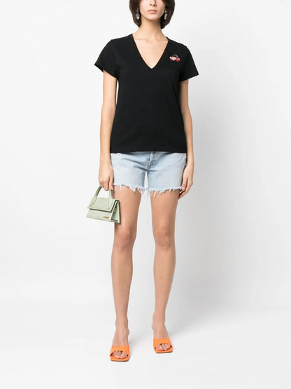 Logo-Embroidered V-Neck T-Shirt