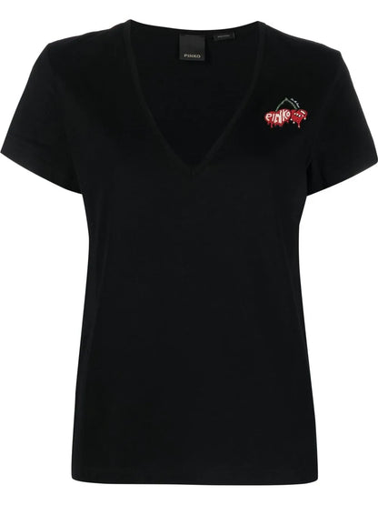 Logo-Embroidered V-Neck T-Shirt