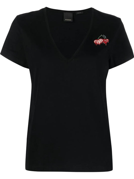 Logo-Embroidered V-Neck T-Shirt