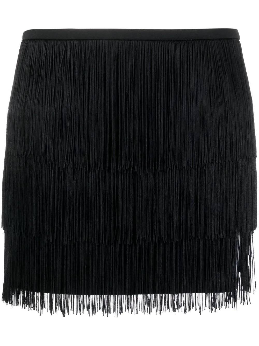 High-Waisted Fringed Miniskirt