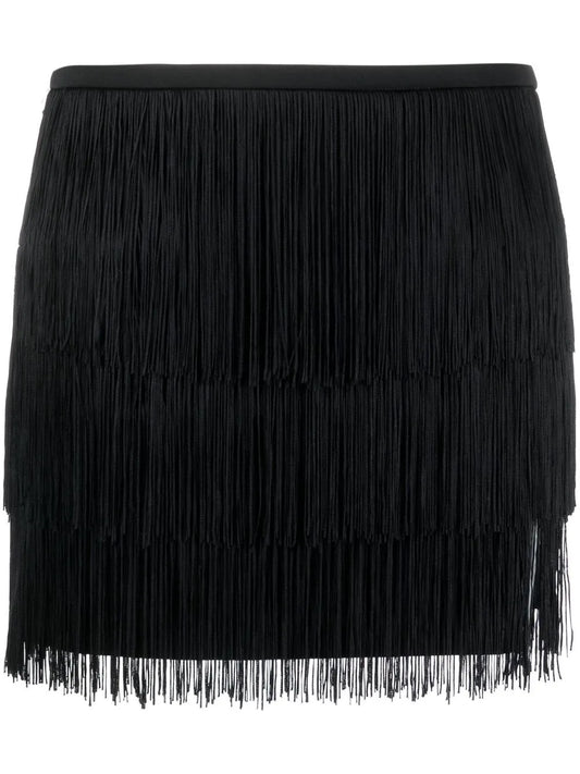 High-Waisted Fringed Miniskirt