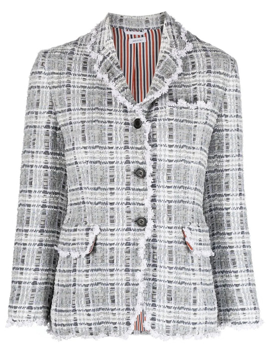 Crochet-Trim Single-Breasted Blazer