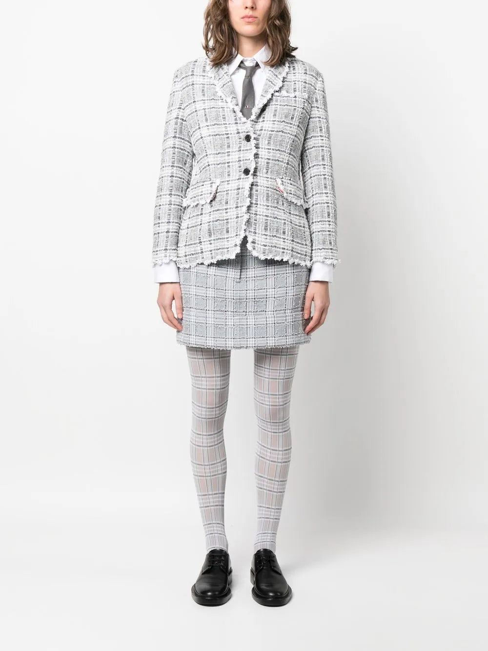 Crochet-Trim Single-Breasted Blazer
