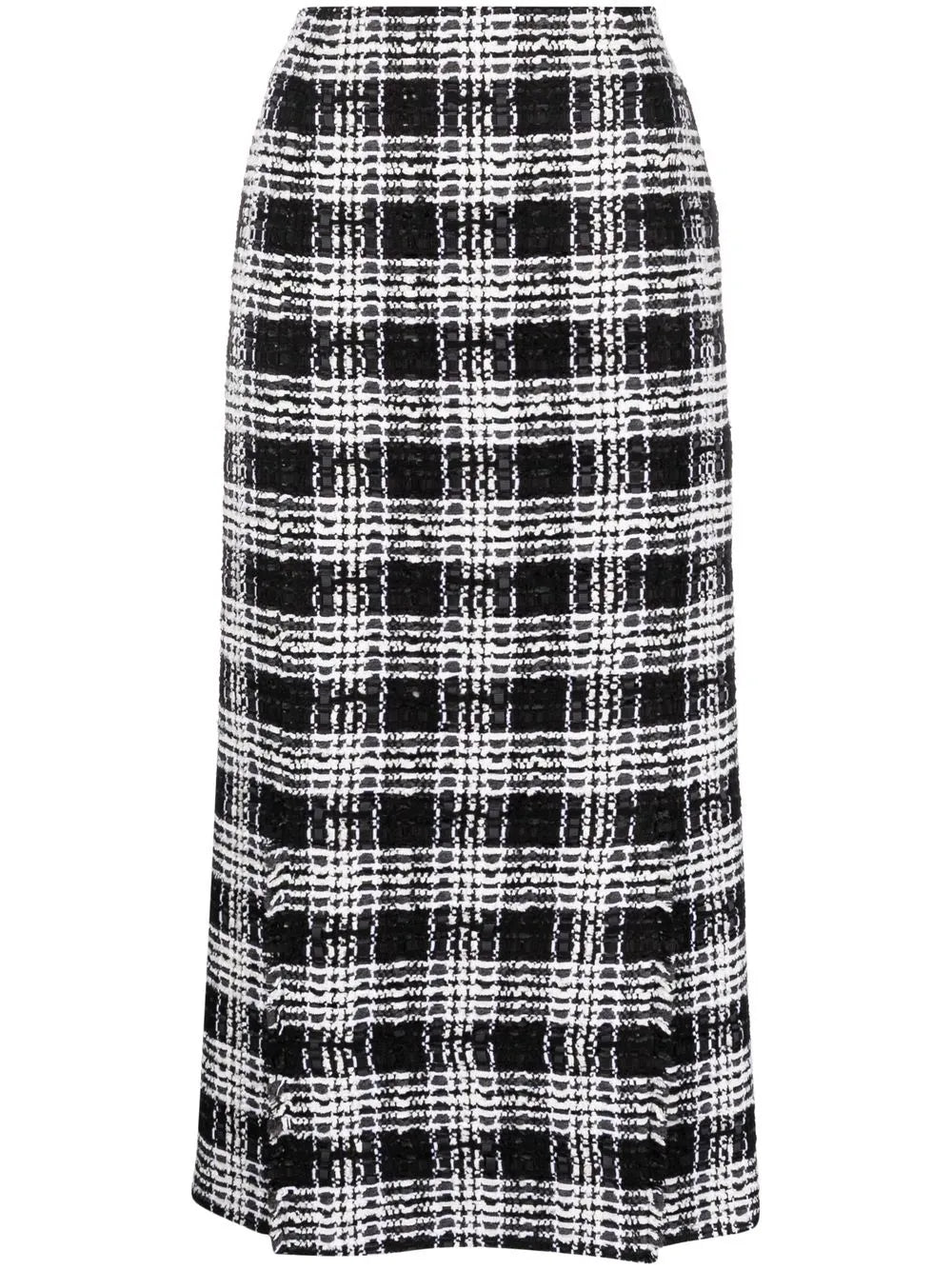 Check-Pattern Calf-Length Skirt