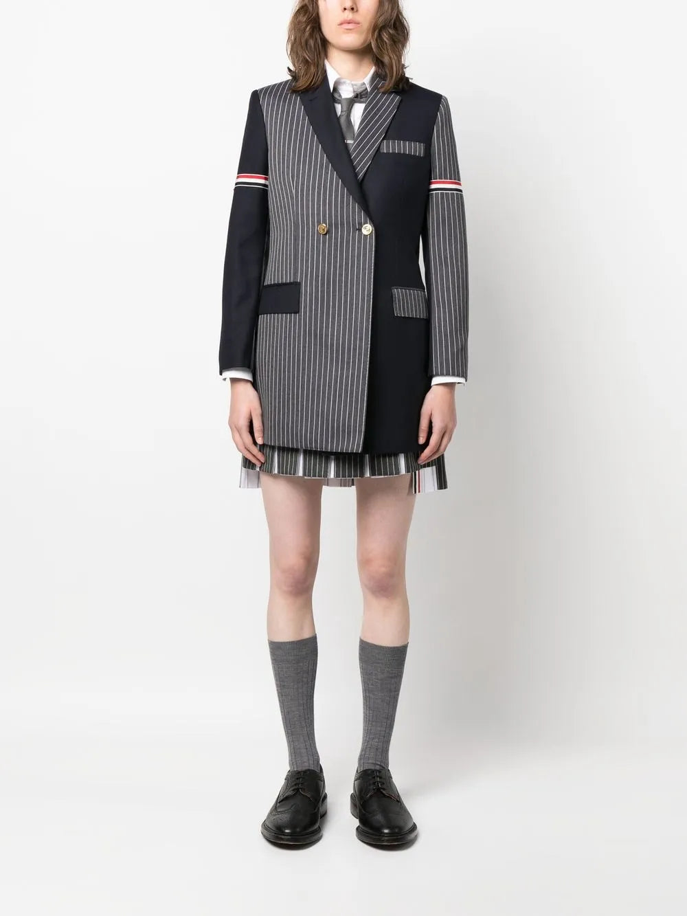 Patchwork Double-Breasted Blazer
