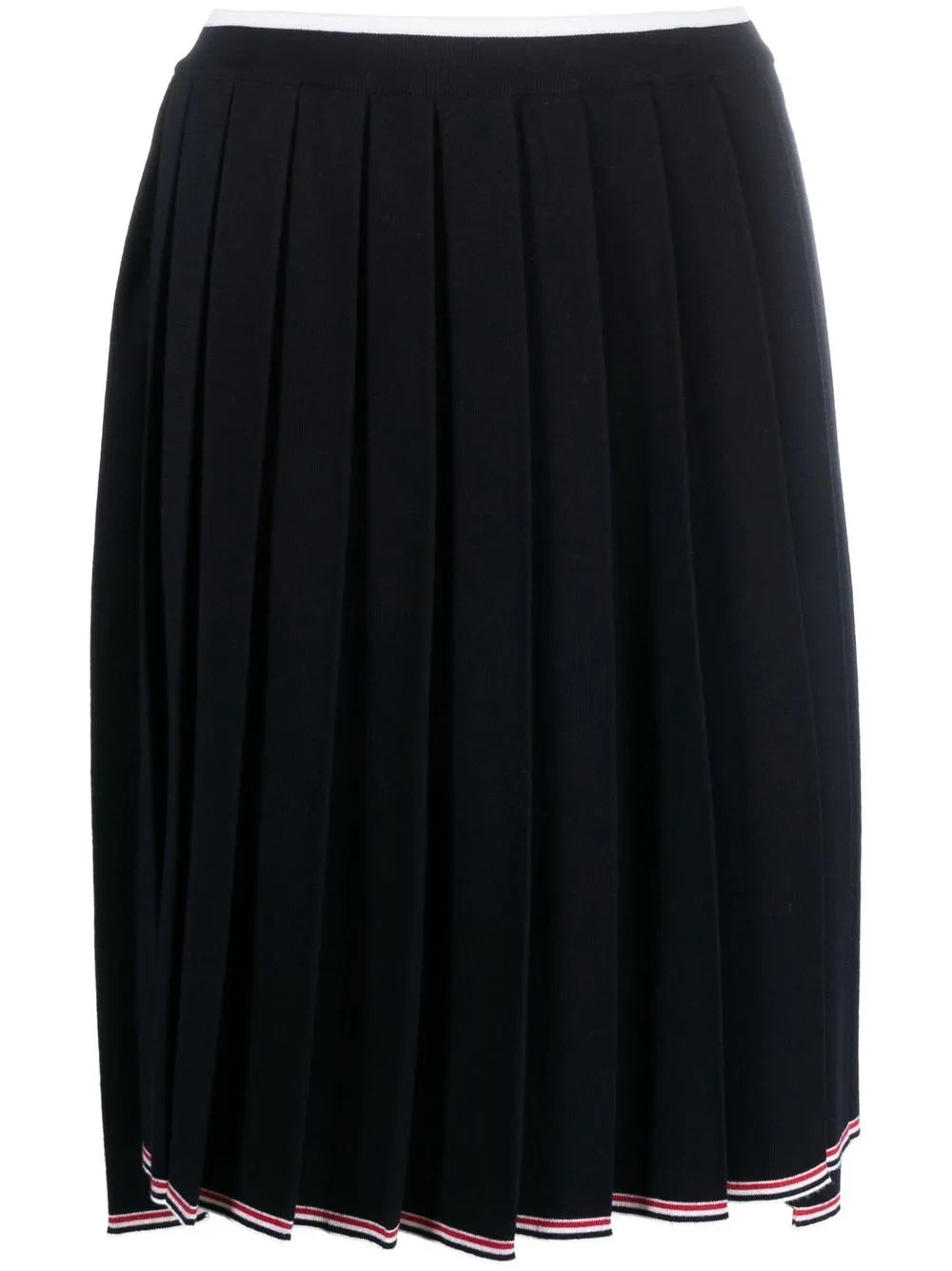 Knitted Step-Hem Pleated Skirt