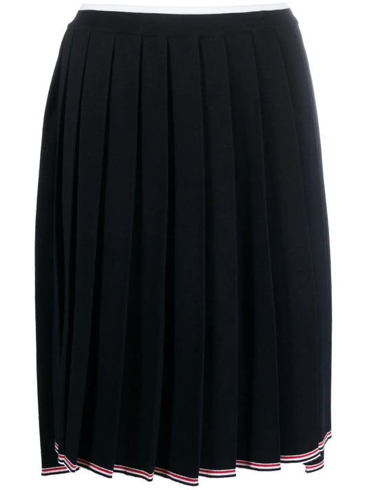 Knitted Step-Hem Pleated Skirt