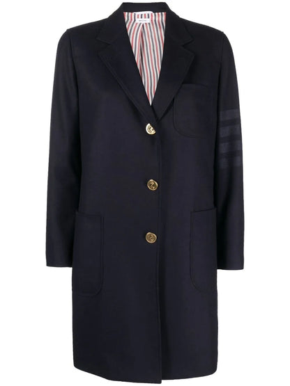 Engineered Single-Breasted Side-Stripe Coat