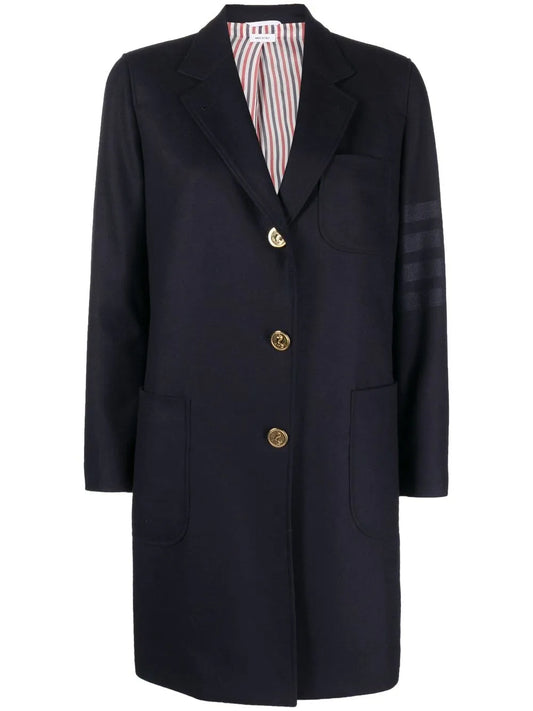 Engineered Single-Breasted Side-Stripe Coat